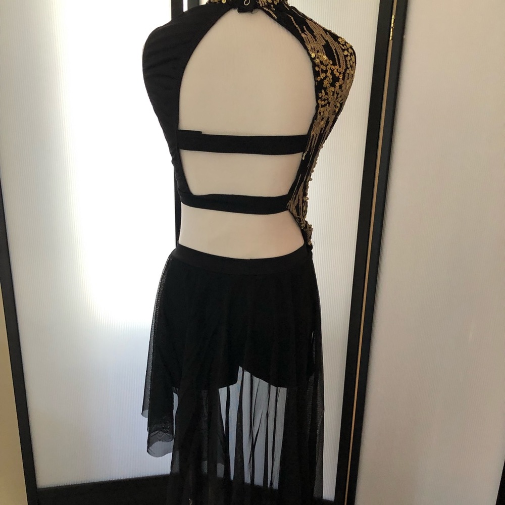 Kelle black gold dance costume lyrical adult - Picture 6 of 8